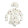 thumbnail image 1 of Tiijoy Girls Floral Ruffle Long Sleeve Rash Guard One-Piece Swimsuit Swim Cap, 2-Piece, Sizes 2-8, 1 of 2