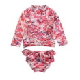 thumbnail image 1 of Tiijoy Girls Floral Ruffle Long Sleeve Rash Guard Swimsuit with UPF50+, Sizes 2-7, 1 of 7