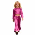 thumbnail image 1 of Tiijoy Girls Glitter Sequin Party Outfits Long Sleeve Crop Top Flare Pants Set, Sizes 15-16, 1 of 5