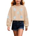 thumbnail image 1 of Tiijoy Girls Halloween Graphic Sweatshirt Long Sleeve Crew Neck Cropped Pullover, Beige, 1 of 3