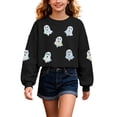 thumbnail image 1 of Tiijoy Girls Halloween Graphic Sweatshirt Long Sleeve Crew Neck Cropped Pullover, Black, 1 of 3