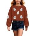 thumbnail image 1 of Tiijoy Girls Halloween Graphic Sweatshirt Long Sleeve Crew Neck Cropped Pullover, 1 of 3