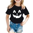 thumbnail image 1 of Tiijoy Girls Halloween Pumpkin Face T-Shirt Kids Short Sleeve T Shirt, Black, Sizes 1-13, 1 of 4