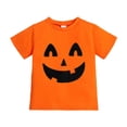thumbnail image 1 of Tiijoy Girls Halloween Pumpkin Face T-Shirt Kids Short Sleeve T Shirt, Orange, Sizes 1-13, 1 of 3