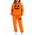 thumbnail image 1 of Tiijoy Girls Halloween Pumpkin Sweatsuit Pullover Hoodie Sweatpants Set, Sizes 2-13, 1 of 3
