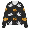 thumbnail image 1 of Tiijoy Girls Halloween Sweater Ghost Pumpkin Long Sleeve Knit Cardigan, Black, Sizes 5-14, 1 of 4