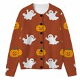 thumbnail image 1 of Tiijoy Girls Halloween Sweater Ghost Pumpkin Long Sleeve Knit Cardigan, Orange, Sizes 5-14, 1 of 4