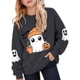 thumbnail image 1 of Tiijoy Girls Halloween Sweatshirt Fall Ghost Graphic Crewneck Pullover, Grey, Sizes 1-10, 1 of 3