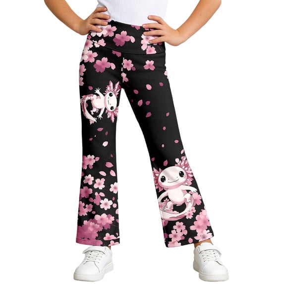 Tiijoy Girls High Waisted Flared Pants Cute Stretchy Pull On Pants Trousers, Sizes 1-14