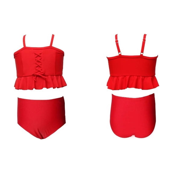 Tiijoy Girls High Waisted Tankini Swimsuit Ruffle UPF 50+ Bathing Suit, 2-Piece, Sizes 2-13