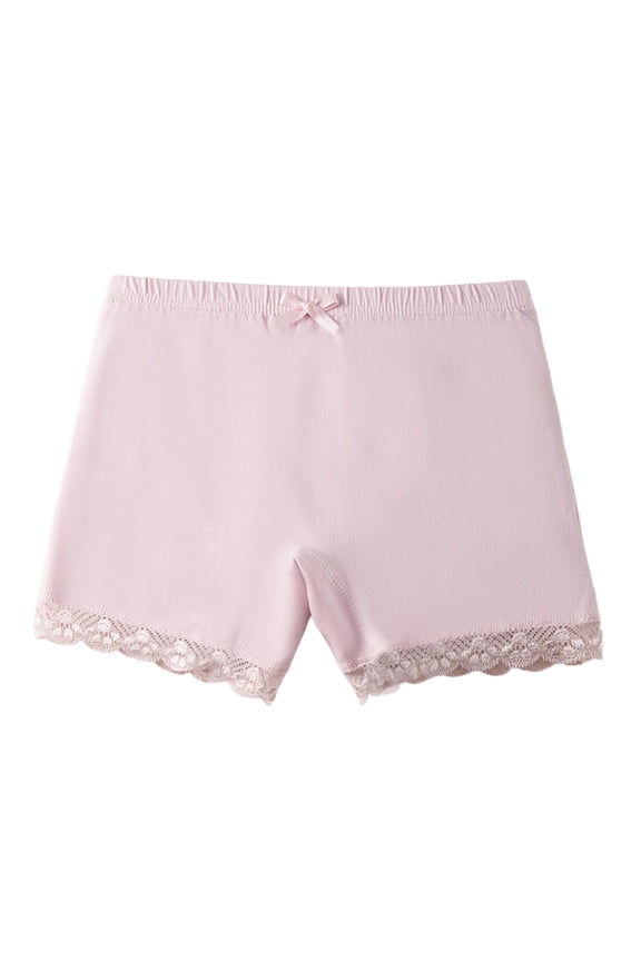 Girls Lace Cotton Modesty Shorts Supersoft Breathable Stretch Boyshorts, Sizes 5-6