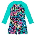 thumbnail image 1 of Tiijoy Girls Leopard Long Sleeve Rash Guard Surfing Suit One-Piece Swimsuit, Sizes 4-12, 1 of 6