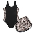 thumbnail image 1 of Tiijoy Girls Leopard One-Piece Swimsuit with Boyshorts Bathing Suit, Sizes 4-8, 1 of 8