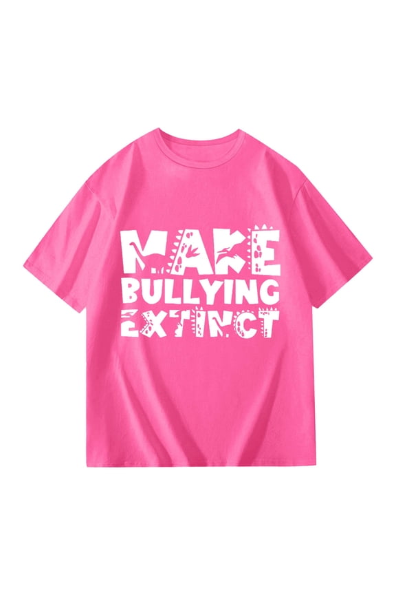 Girls Letter Print Short Sleeve T-Shirt "Be Kind" Theme Crew Neck Tee, Sizes 3-14