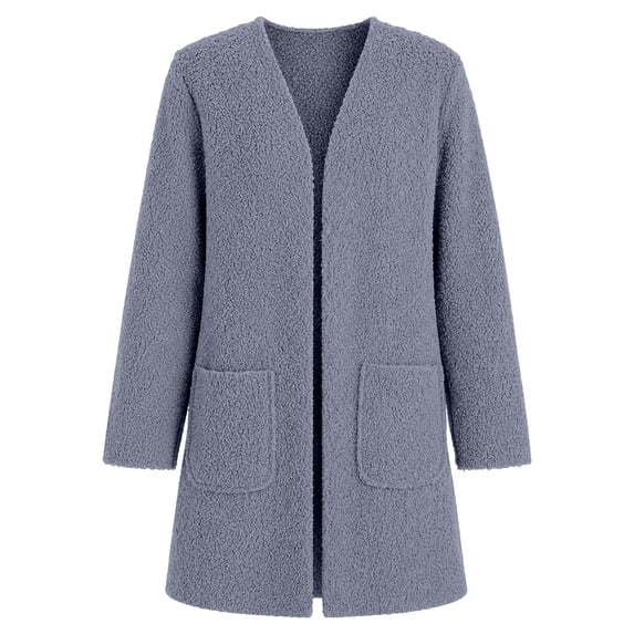 Tiijoy Girls Long Cardigan Coat Fuzzy Open Front Sweater Fall Winter Outerwear, Grey, Sizes 5-14