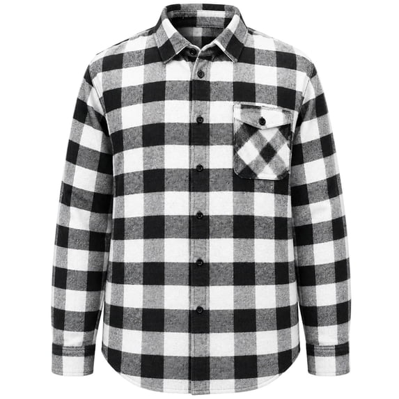 Tiijoy Girls Long Sleeve Button Up Shacket Casual Flannel Shirt Jacket, Black, Sizes 4-14