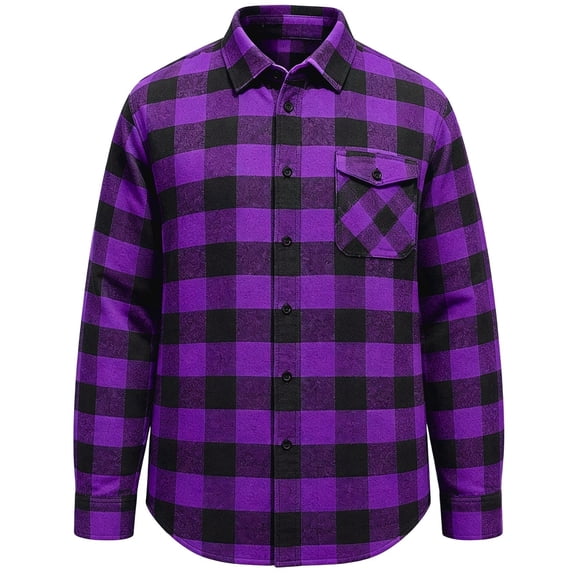 Tiijoy Girls Long Sleeve Button Up Shacket Casual Flannel Shirt Jacket, Purple, Sizes 4-14