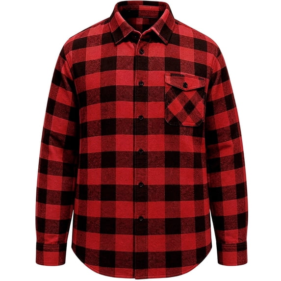 Tiijoy Girls Long Sleeve Button Up Shacket Casual Flannel Shirt Jacket, Red, Sizes 4-14