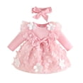 thumbnail image 1 of Tiijoy Girls Long Sleeve Princess Dress 11D Butterfly Appliques Dress with Headband, Sizes 6-12M, 1 of 3
