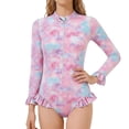 thumbnail image 1 of Tiijoy Girls Long Sleeve Rash Guard One-Piece Swimsuit UPF 50+ Bathing Suit, Sizes 2-8, 1 of 3