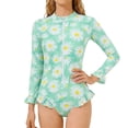thumbnail image 1 of Tiijoy Girls Long Sleeve Rash Guard One-Piece Swimsuit UPF 50+ Bathing Suit, Sizes 2-8, 1 of 3