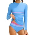 thumbnail image 1 of Tiijoy Girls Long Sleeve Rash Guard Swimsuit with Bikini Bottom Bathing Suit, Sizes 7-16, 1 of 4
