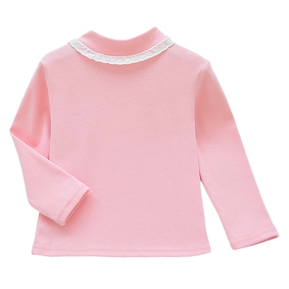 Tiijoy Girls Long Sleeve T-Shirt Base Layer Top Soft Comfy Lace Crewneck Tshirt, Sizes 2-10