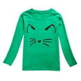 thumbnail image 1 of Tiijoy Girls Long Sleeve T-Shirt Casual Cat Print Crew Neck Tshirt, Green, Sizes 2-13, 1 of 3