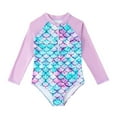 thumbnail image 1 of Tiijoy Girls Long Sleeves Rash Guard One-Piece Swimsuit with UPF50+, Sizes 2-7, 1 of 5