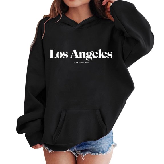 Tiijoy Girls Los Angeles Letter Print Hoodie Loose Hooded Sweatshirt, Sizes 13-14