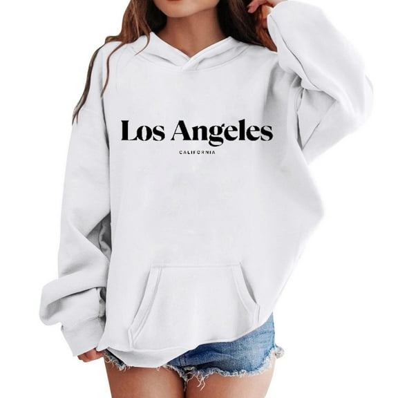 Tiijoy Girls Los Angeles Letter Print Hoodie Loose Hooded Sweatshirt, Sizes 3-4T