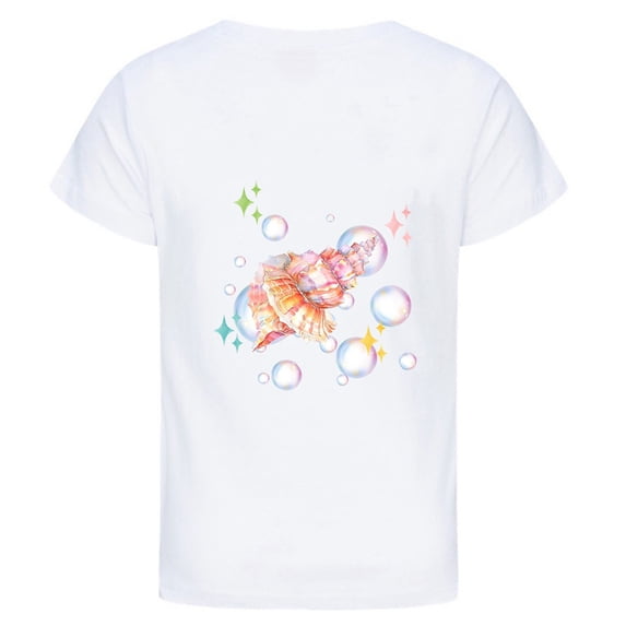 Tiijoy Girls Ocean Graphic Tee Summer Short Sleeve Round Neck T-Shirt, Sizes 3-13
