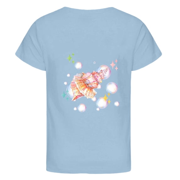 Tiijoy Girls Ocean Graphic Tee Summer Short Sleeve Round Neck T-Shirt, Sizes 3-13