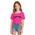 thumbnail image 1 of Tiijoy Girls Off The Shoulder Asymmetrical T-Shirt with New York Print, Sizes 9-10, 1 of 3