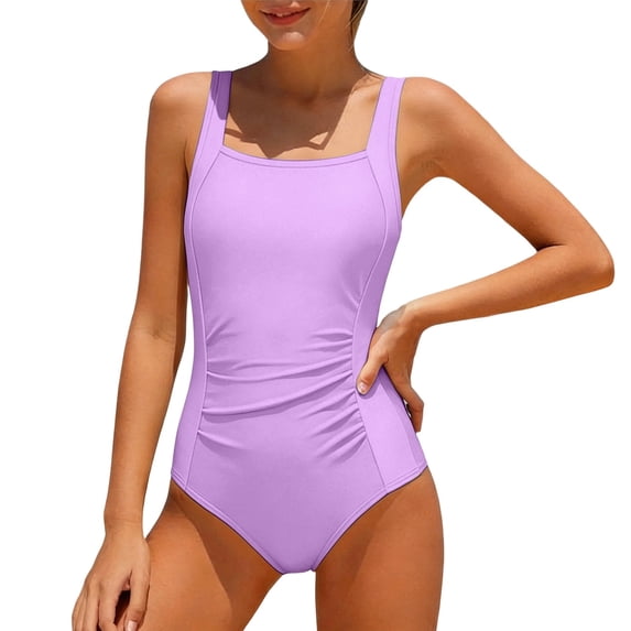 Tiijoy Girls One-Piece Swimsuit Square Neck Quick Drying Bathing Suit Swimwear
