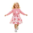 thumbnail image 1 of Tiijoy Girls Outfits Bow Floral Sleeveless Dress with Ruffle Cardigan Jacket, Sizes 2-8, 1 of 8