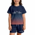 thumbnail image 1 of Tiijoy Girls Outfits Gradient Graphic Short Sleeve Tshirt Shorts Set, Sizes 7-8, 1 of 4