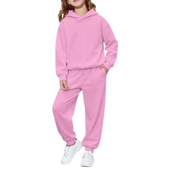 Tiijoy Girls Outfits Kids Casual Pullover Hoodie Sweatpants Set, Sizes 8-9