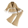 thumbnail image 1 of Tiijoy Girls Outfits Lace Flare Sleeve Belted Jacket and Flared Pants Set, Sizes 2-8, 1 of 8