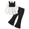 thumbnail image 1 of Tiijoy Girls Outfits Long Sleeve Patchwork Color Shirt Flare Pants Set, Sizes 7-12, 1 of 8