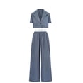 thumbnail image 1 of Tiijoy Girls Outfits Striped Cropped Short Sleeve Shirt Pants Suit, Sizes 11-12, 1 of 3