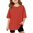 thumbnail image 1 of Tiijoy Girls Oversized T-Shirt Casual Solid Short Sleeve T Shirt for Kids, Sizes 3-14, 1 of 5
