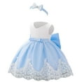 thumbnail image 1 of Tiijoy Girls Pageant Baptism Lace Dress Bow Wedding Birthday Party Tutu Gown, Sizes 12-18M, 1 of 8