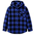 thumbnail image 1 of Tiijoy Girls Plaid Hooded Wool Blend Shacket Button-Down Shirt Jacket, Blue, Sizes 4-13, 1 of 5