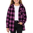 thumbnail image 1 of Tiijoy Girls Plaid Hooded Wool Blend Shacket Button-Down Shirt Jacket, Pink, Sizes 4-13, 1 of 5