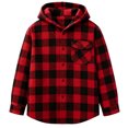 thumbnail image 1 of Tiijoy Girls Plaid Hooded Wool Blend Shacket Button-Down Shirt Jacket, Red, Sizes 4-13, 1 of 5