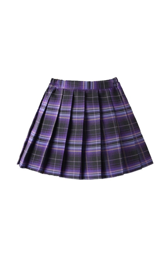 Girls Preppy Plaid Pleated Skirt High Rise Uniform Skirt for Toddler, Sizes 4-5