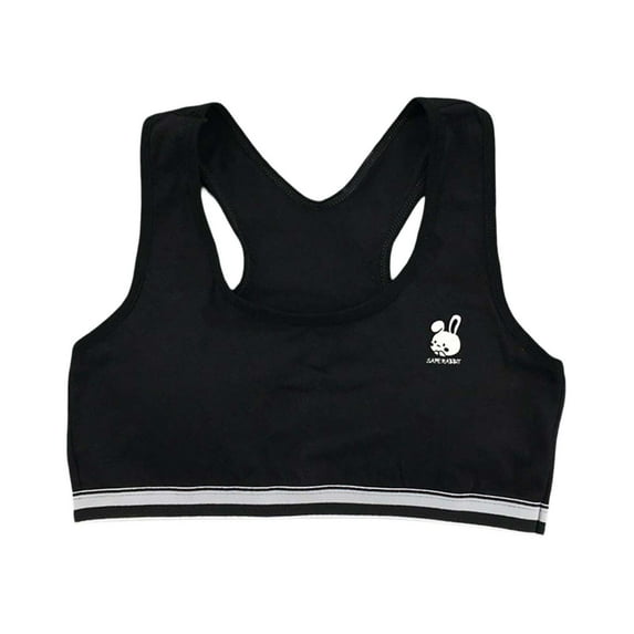 Tiijoy Girls Racerback Cotton Training Bra Cartoon Bunny Print Sports Bralette