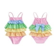 thumbnail image 1 of Tiijoy Girls Rainbow Ruffle Layered One-Piece Swimsuit Baby Cute Bathing Suit, Sizes 6M-4T, 1 of 3