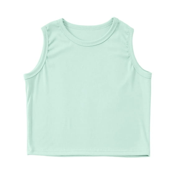 Tiijoy Girls Ribbed Athletic Tank Top Casual Solid Crewneck Sleeveless Top, Sizes 7-8